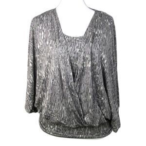 The Muses Lounge Grey Faux Wrap Top with Connected Tank XS NWOT (B12-42)